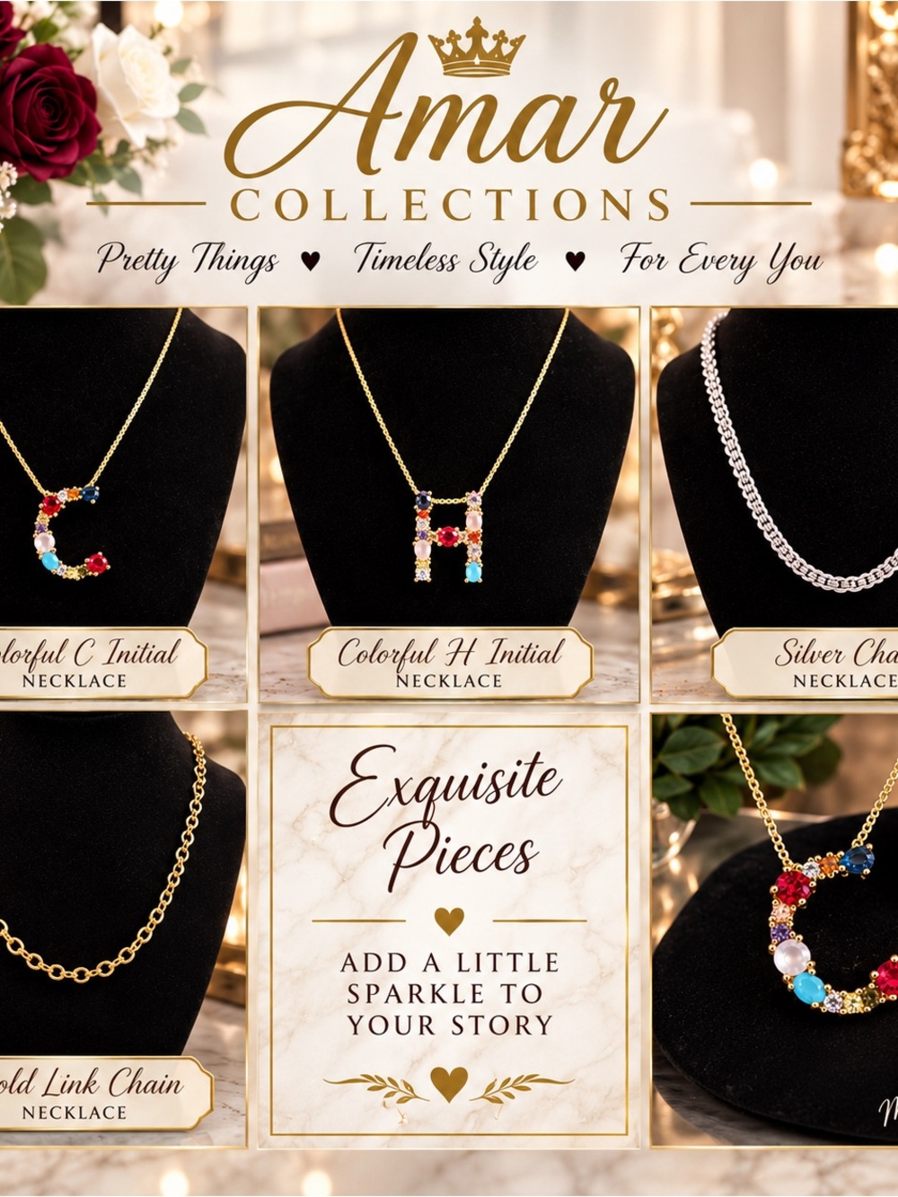 Amar Collections Multicolor Initial H Necklace